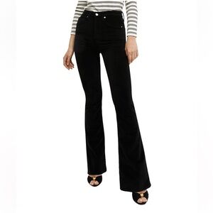 Veronica Beard Sheridan Exaggerated Flare High Rise velvet jeans in black